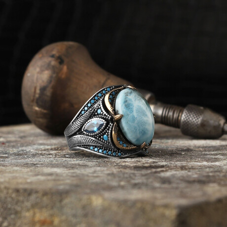 Blue Larimar Ring // Blue + Silver (5.5)
