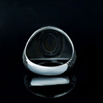 Oval Faceted Onyx Ring // Black + Silver (8)
