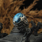 Heavy Azurite Stone Ring // Blue + Silver (9)
