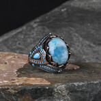 Natural Larimar Ring // Blue + Silver (8)
