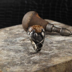 Natural Wood Jasper Ring // Brown + Black + Silver (8.5)