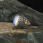 Moonstone Statement Ring // Blue + Gray + Silver (6)