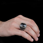 Relief Black Stone Ring // Black + Silver (8.5)