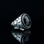 Chic Black Onyx Ring // Black + Silver (7.5)
