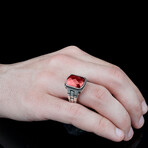 Gentlemen's Red Stone Ring // Red + Silver (8.5)