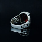 Gentlemen's Red Stone Ring // Red + Silver (7.5)