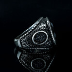 Relief Black Stone Ring // Black + Silver (7.5)
