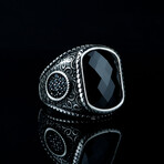 Relief Black Stone Ring // Black + Silver (8.5)