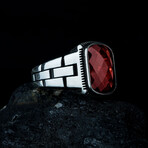 Gentlemen's Red Stone Ring // Red + Silver (6.5)