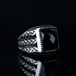Braided Onyx Ring // Black + Silver (8.5)