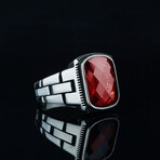 Gentlemen's Red Stone Ring // Red + Silver (9.5)