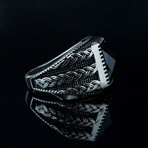 Braided Onyx Ring // Black + Silver (6.5)