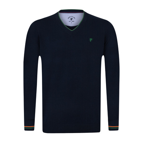 Steven V-Neck Pullover // Navy (S)