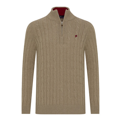 Conner Troyer Neck Pullover // Beige Melange (S)