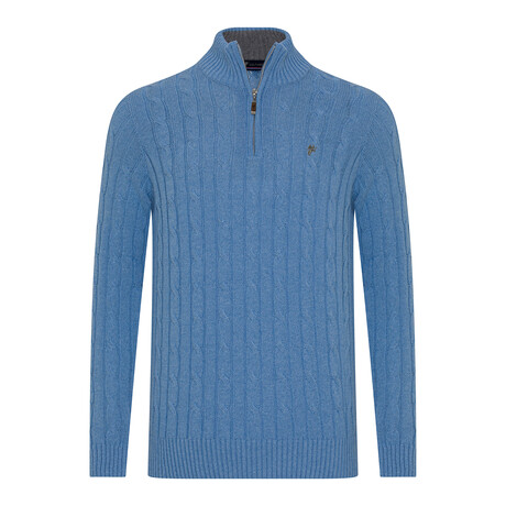 Liam Troyer Neck Pullover // Blue Melange (S)