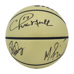 Chris Mullin, Tim Hardaway & Mitch Richmond // Signed Wilson Gold Indoor/Outdoor NBA Basketball