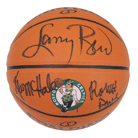 Larry Bird, Kevin McHale & Robert Parish // Signed Spalding Boston Celtics Logo Game Series NBA Basketball