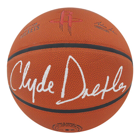 Clyde Drexler // Houston Rockets // Signed Wilson Logo NBA Basketball
