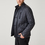 Emilio Leather Coat // Dark Blue (Euro: 46)