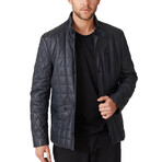 Emilio Leather Coat // Dark Blue (Euro: 44)