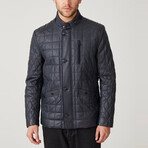 Emilio Leather Coat // Dark Blue (Euro: 44)