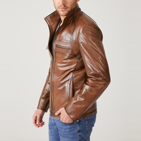 Zach Leather Coat // Brown (Euro: 44)