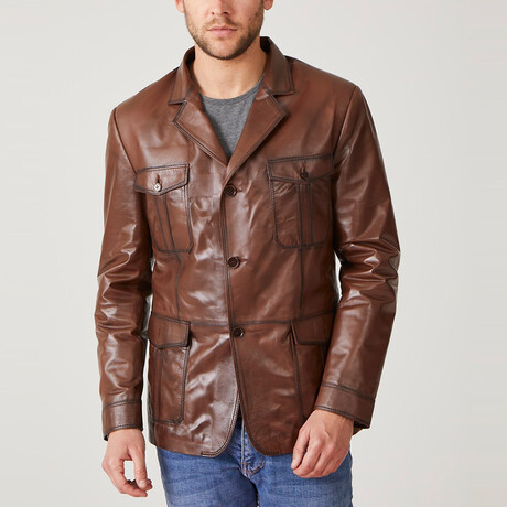 Clark Leather Coat // Whiskey (Euro: 44)