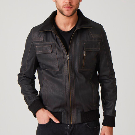 Nathaniel  Leather Coat // Black (Euro: 44)