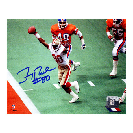 Jerry Rice // San Francisco 49ers // Signed Super Bowl TD vs Broncos 8x10 Photo