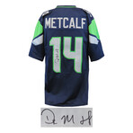 D.K. (DK) Metcalf Signed Navy Custom Football Jersey