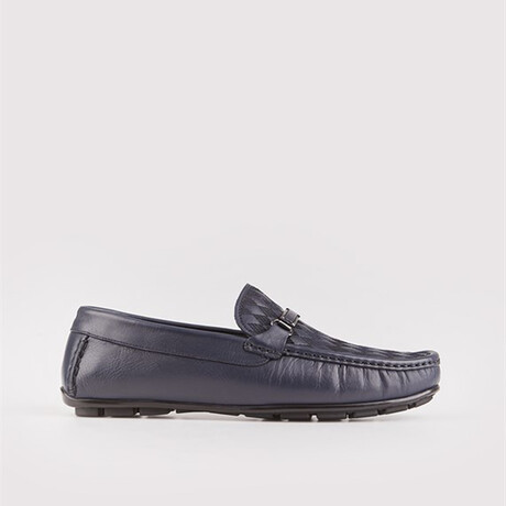 Liam Diamond Patterned Loafers // Navy Blue (Euro: 39)