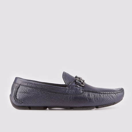 Jason Buckle Detail Loafers // Navy Blue (Euro: 39)