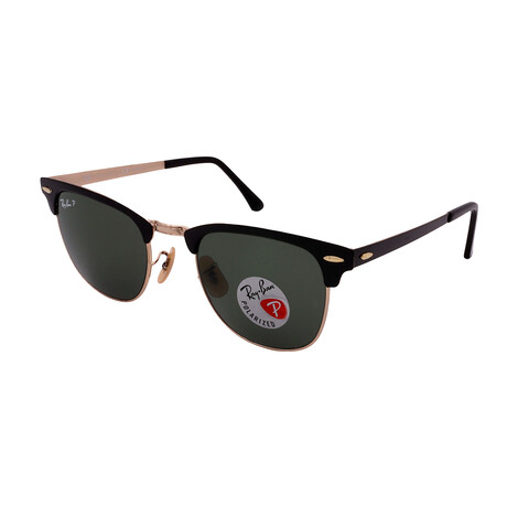 Men's Square RB371618758 Polarized Sunglasses // Black Gold + Green