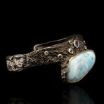 Larimar, Tanzanite, and Sapphire Adjustable Cuff Bracelet