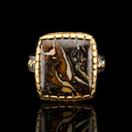 Boulder Opal and Yellow Sapphire Ring // Size 8