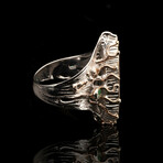 Teardrop Ammolite, Emerald, and Yellow Sapphire Ring // Size 7