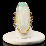 Ethiopian Opal, Peridot, and Sapphire Ring // Size 8