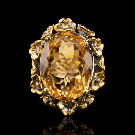 Citrine and Orange Sapphire Ring // Size 6