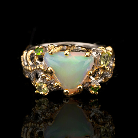 Opal, Peridot, and Chrome Diopside Ring // Size 8.5