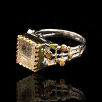 Rutilated Quartz and Yellow Sapphire Ring // Size 8