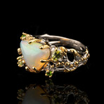 Opal, Peridot, and Chrome Diopside Ring // Size 8.5