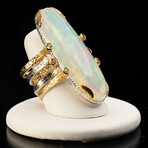 Ethiopian Opal, Peridot, and Sapphire Ring // Size 8