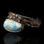 Larimar, Tanzanite, and Sapphire Adjustable Cuff Bracelet