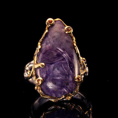 Charoite and Sapphire Ring // Size 6.5