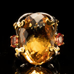 Citrine and Orange Sapphire Ring // Size 8