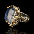 Spectrolite and Blue Sapphire Ring // Size 8