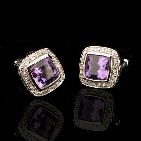 Amethyst and Diamond Stud Earrings