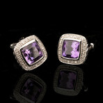 Amethyst and Diamond Stud Earrings