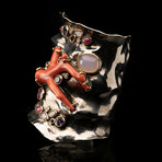 Coral and Gemstone Adjustable Cuff Bracelet