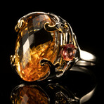 Citrine and Orange Sapphire Ring // Size 8
